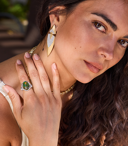 Asian Deco Signature Opal Ring