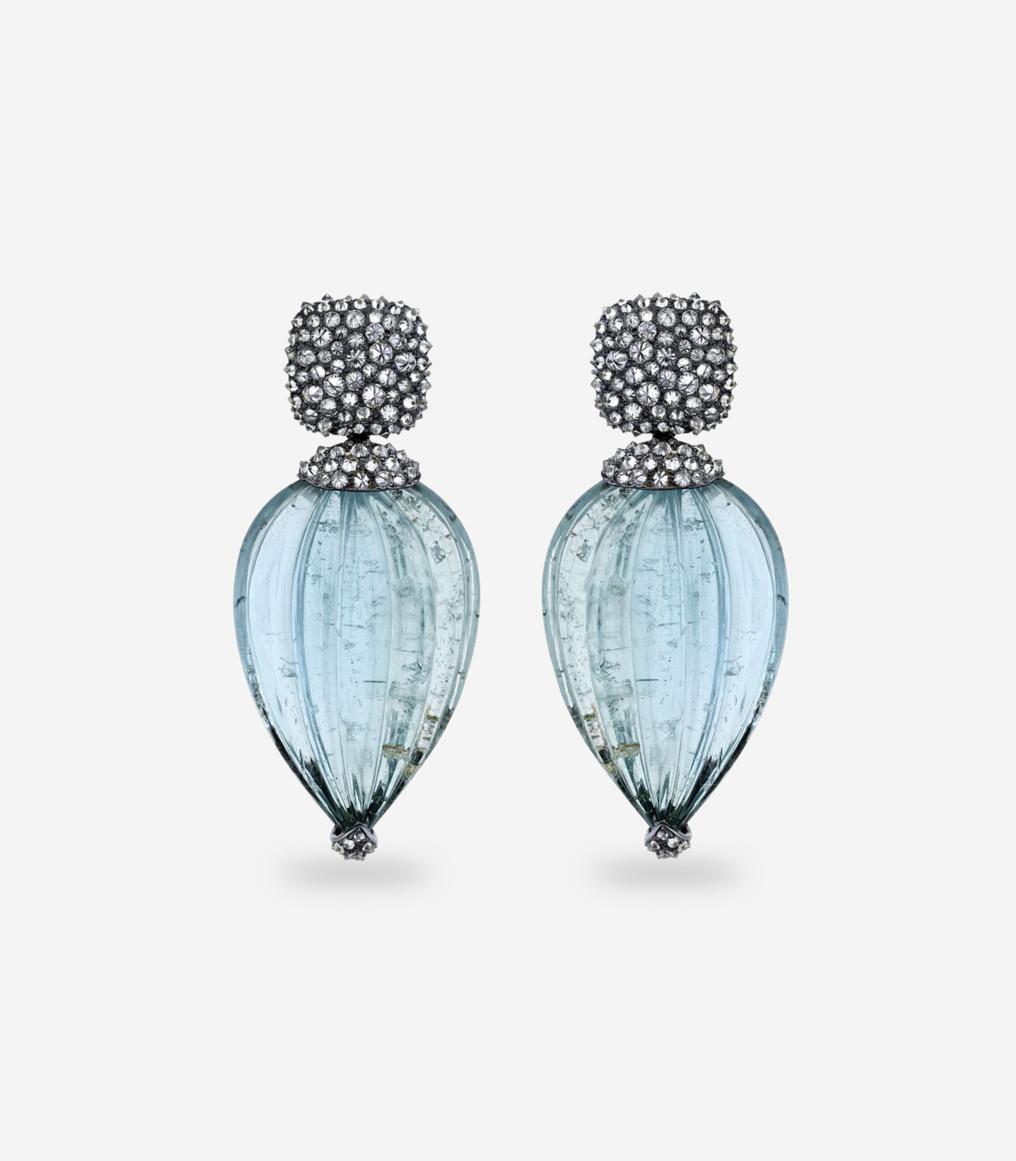 Beryl Carving with Reverse Set Cushion Diamond Top