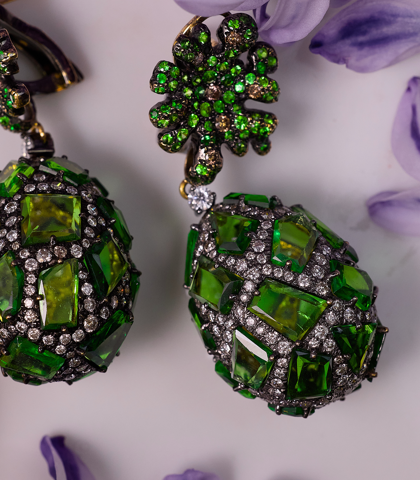 Tsavorite Stain Glass Window Earrings