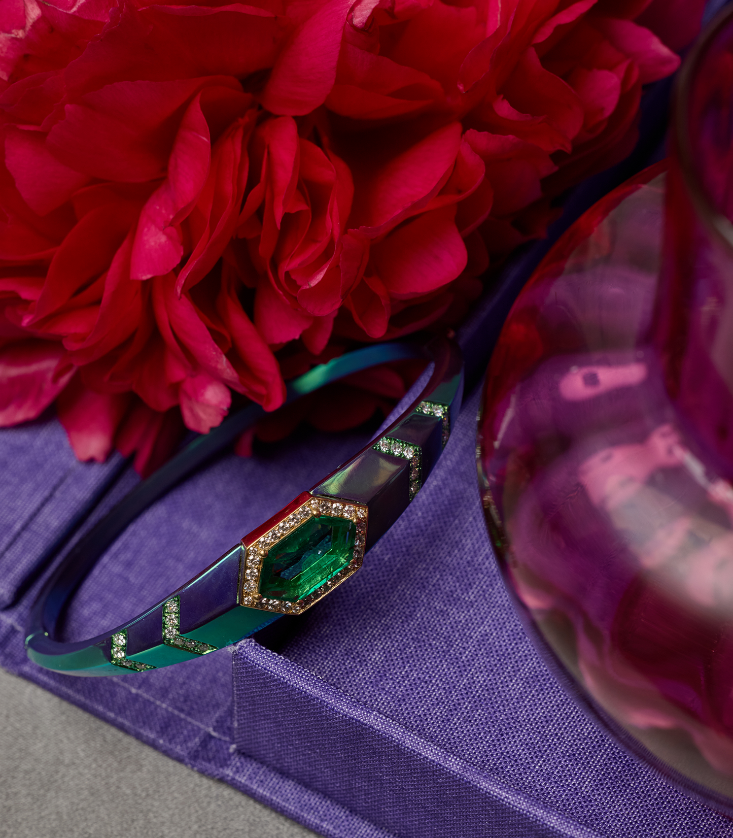 Elongated Hexagon Emerald Bracelet