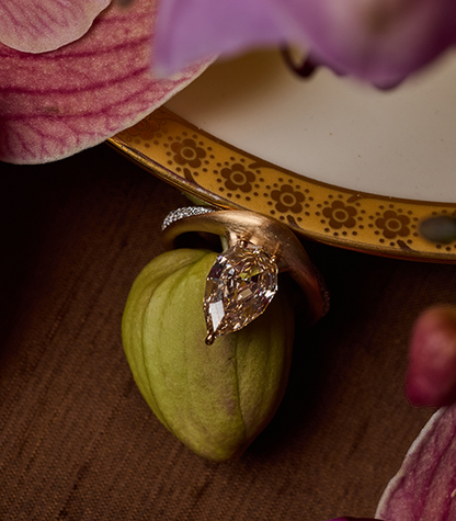 Geometric Pear Diamond Ring