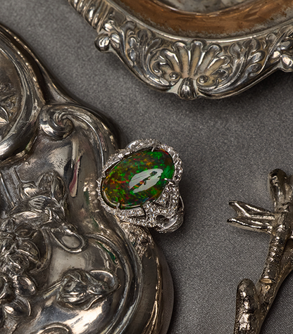 Asian Deco Signature Opal Ring