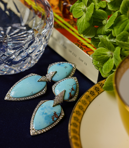 Turquoise & Diamond Earrings