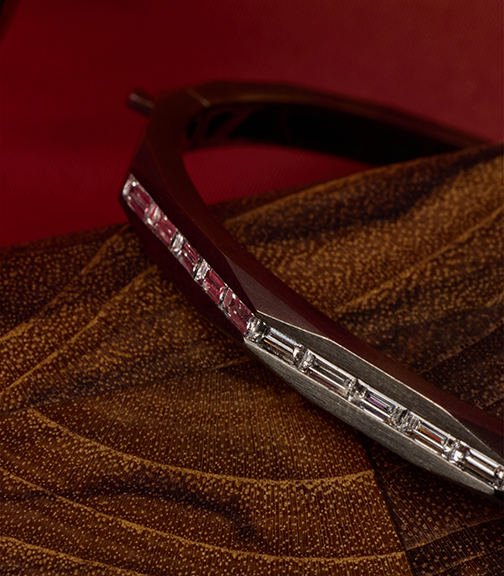 Enigma Diamond Baguette Bangle in Black Gold