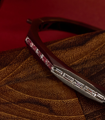 Enigma Diamond Baguette Bangle in Black Gold