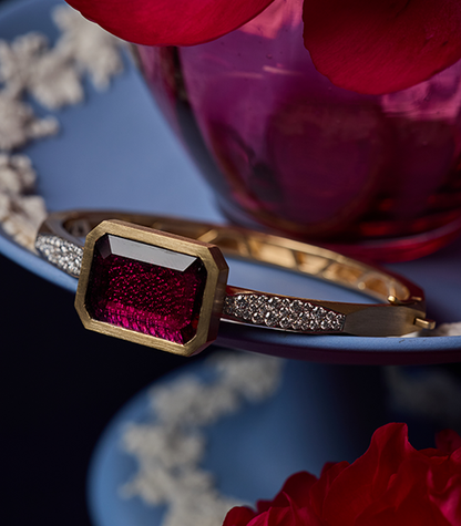 Enigma Rubellite Single Stone Bangle