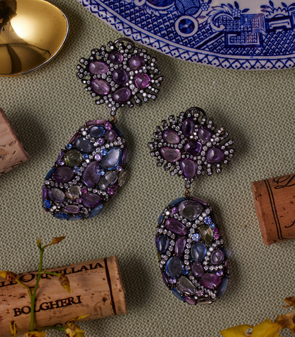 Multi Sapphire & Diamond Earrings
