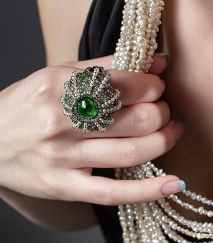 Demantoid Sea Urchin Ring