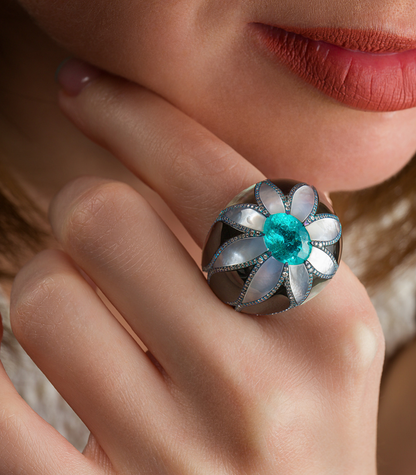 Paraiba Flower Ring