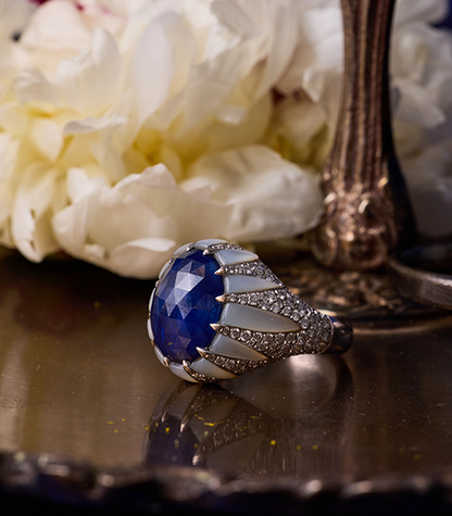 Blue Sapphire & Diamond Ring