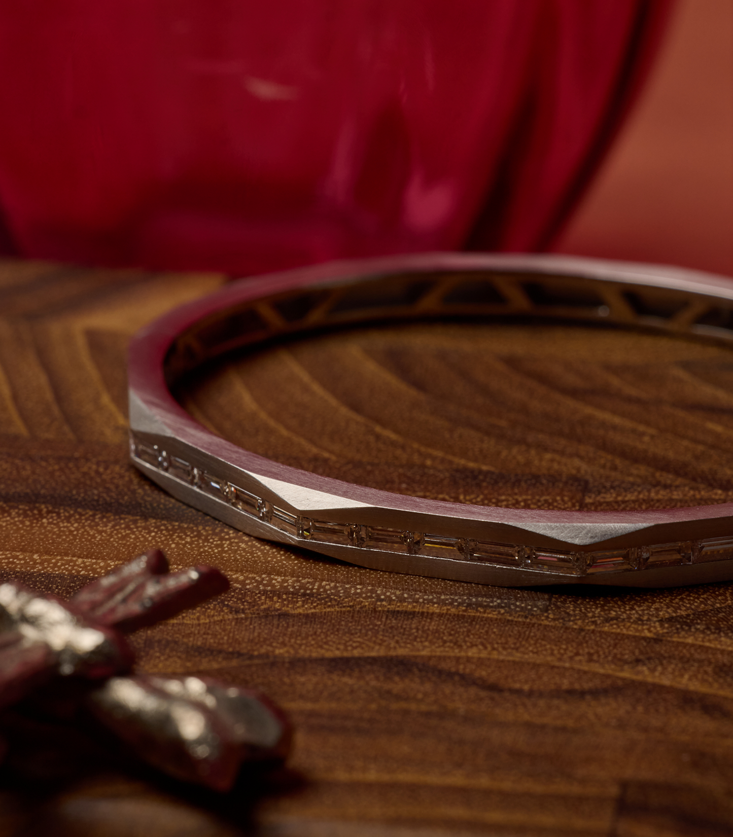 Enigma Diamond Baguette Bangle White Gold