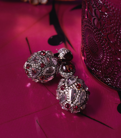 White Sapphire, Spinel & Diamond Earrings