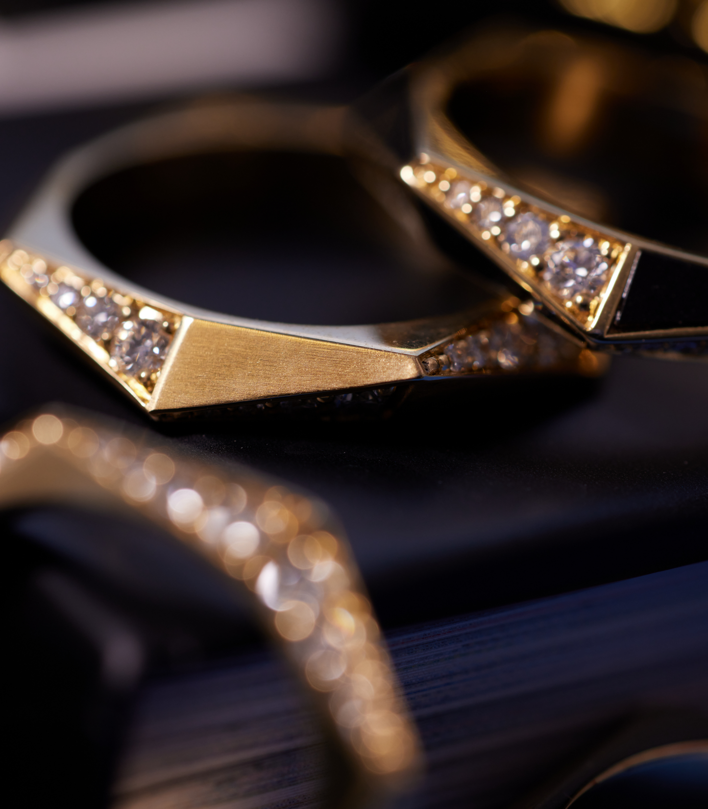 Yin Yang Gold & Diamond Stacking Band