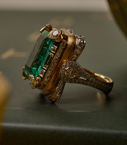 Temple of Echoes Colombia Emerald Ring