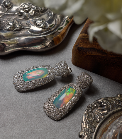 Opal & Diamond Earrings