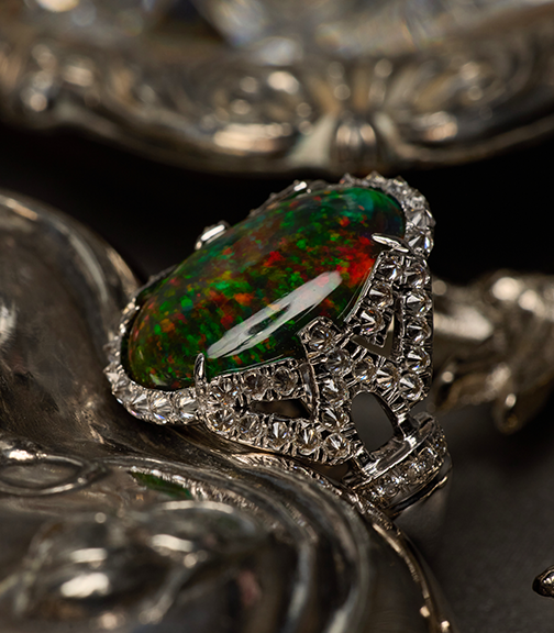 Asian Deco Signature Opal Ring