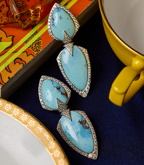 Turquoise & Diamond Earrings