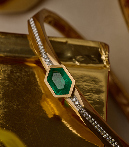 Enigma Hexagon Emerald Bangle