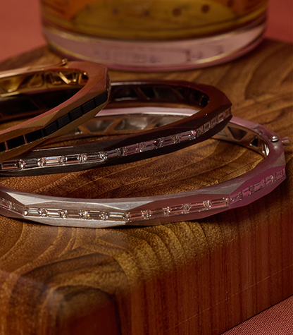 Enigma Diamond Baguette Bangle in Black Gold