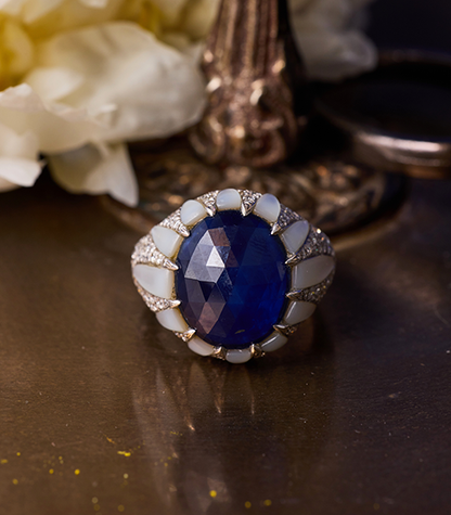 Blue Sapphire & Diamond Ring