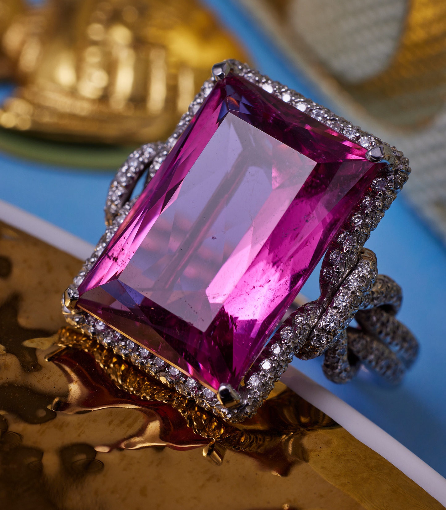 Pink Tourmaline Knot Ring