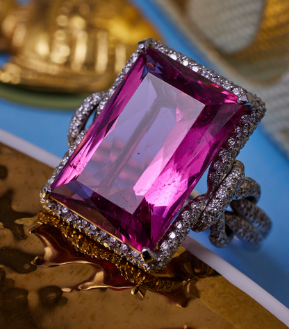 Pink Tourmaline Knot Ring