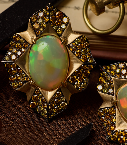 Opal Arches Button Earrings