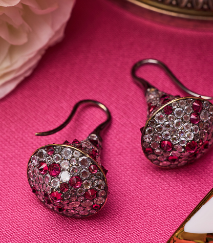 Spinel & Rose Cut Diamond Spinner Earrings