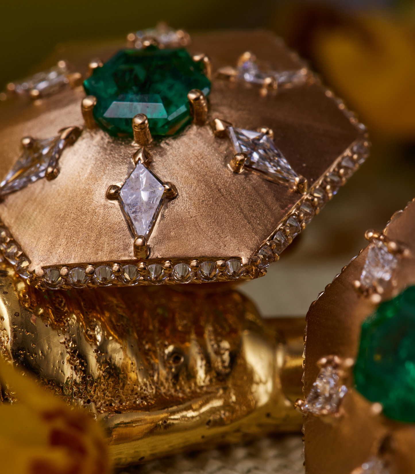 Emerald Hexagon Earrings