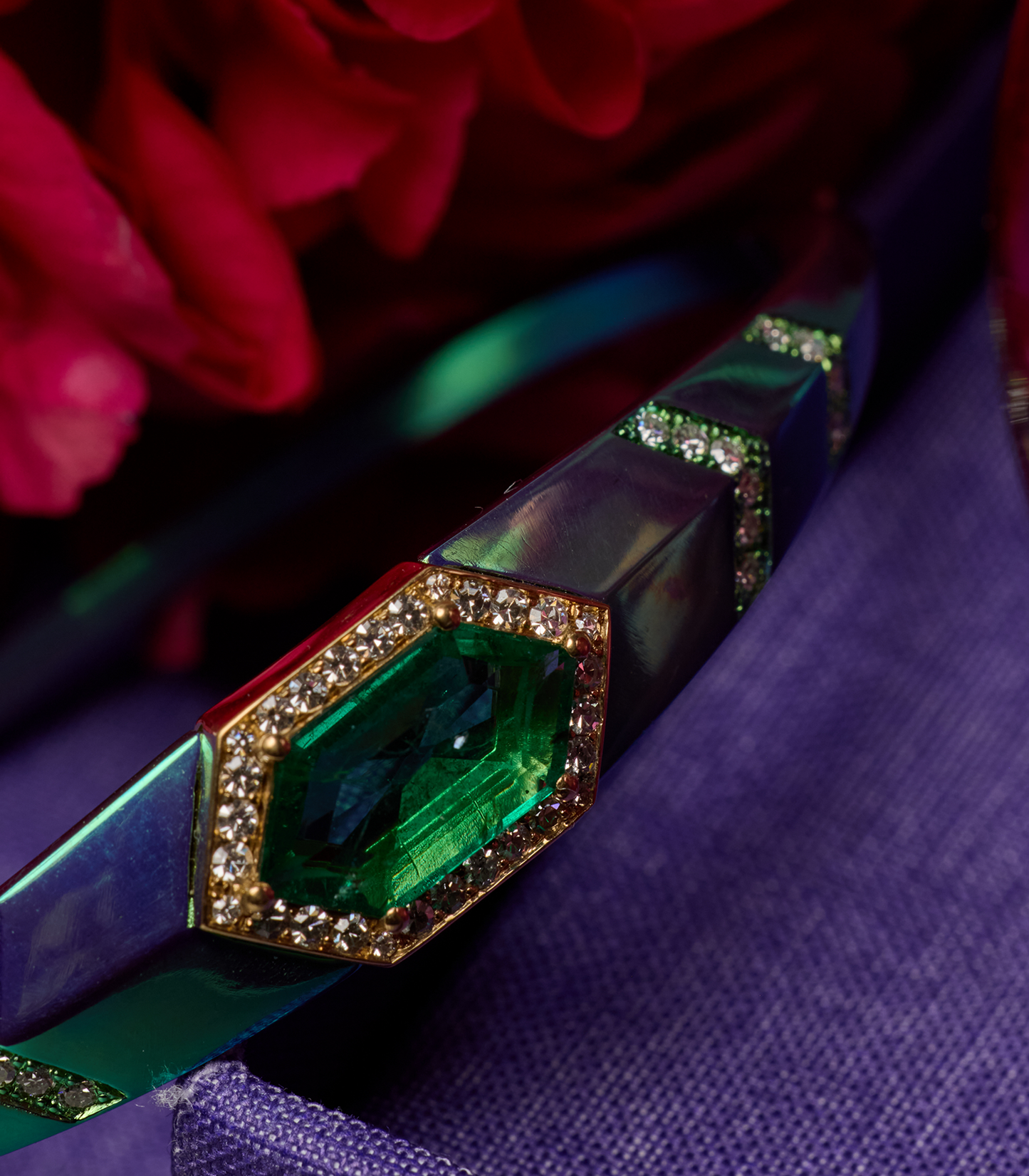 Elongated Hexagon Emerald Bracelet