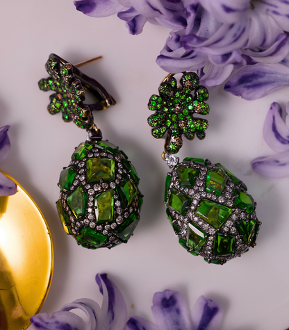 Tsavorite Stain Glass Window Earrings