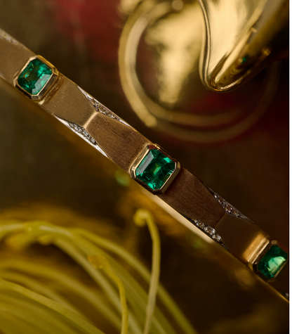 Enigma 5 Colombian Octagonal Emerald Bangle