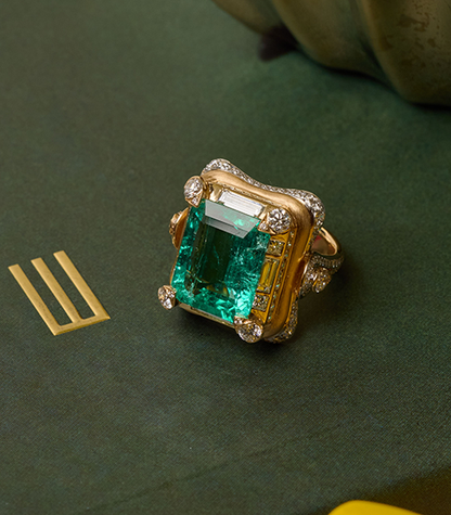 Temple of Echoes Colombia Emerald Ring