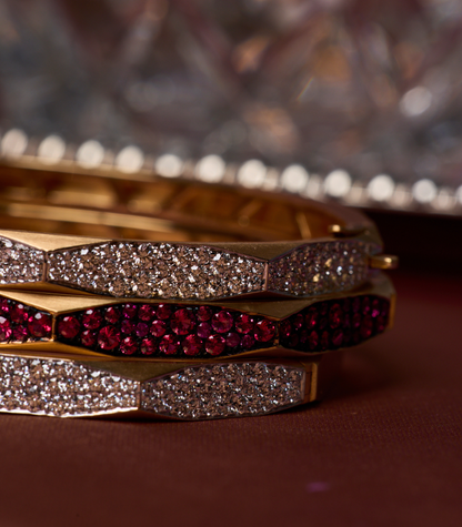 Enigma Pink Sapphire Micropave Bangle