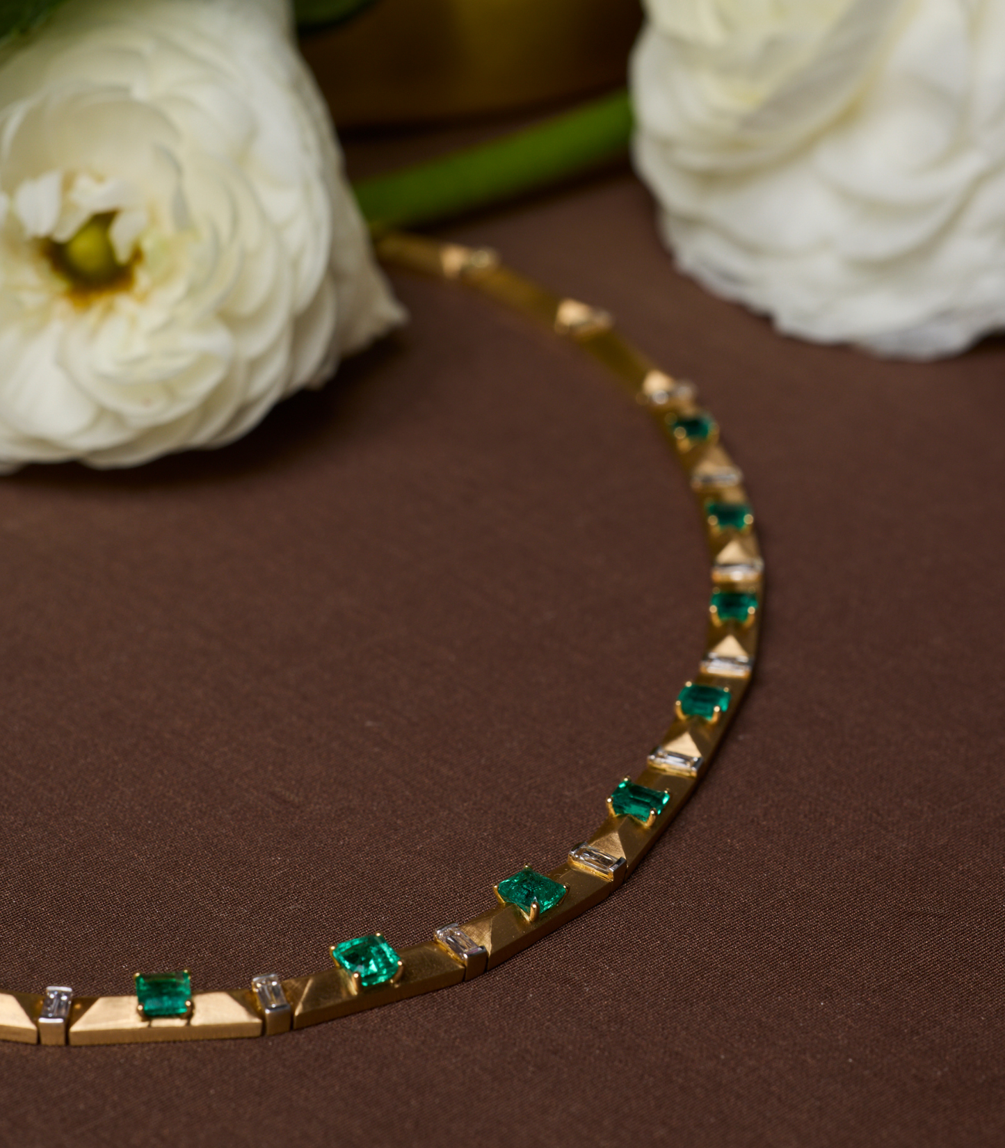 Enigma Emerald & Baguette Diamond Necklace