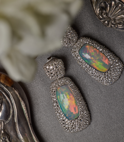Opal & Diamond Earrings