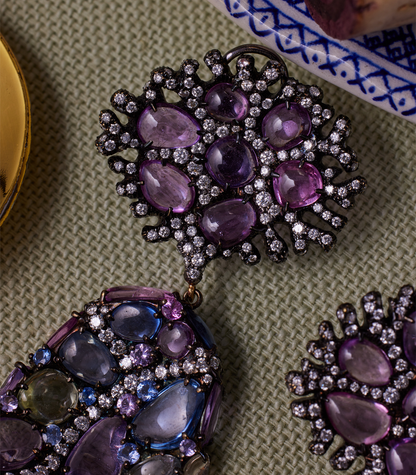Multi Sapphire & Diamond Earrings