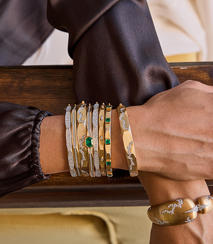 Enigma Hexagon Emerald Bangle