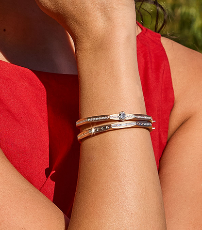 Enigma Diamond Baguette Bangle in Yellow Gold