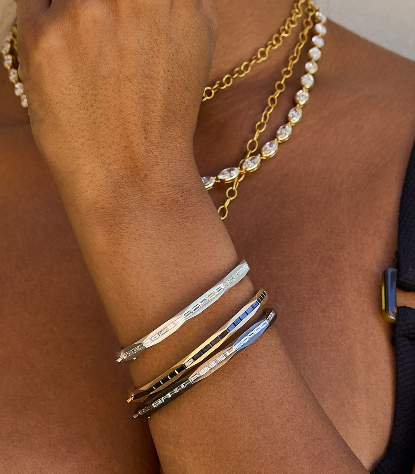 Enigma Black Diamond Baguette Bangle