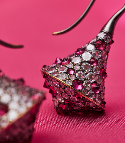 Spinel & Rose Cut Diamond Spinner Earrings