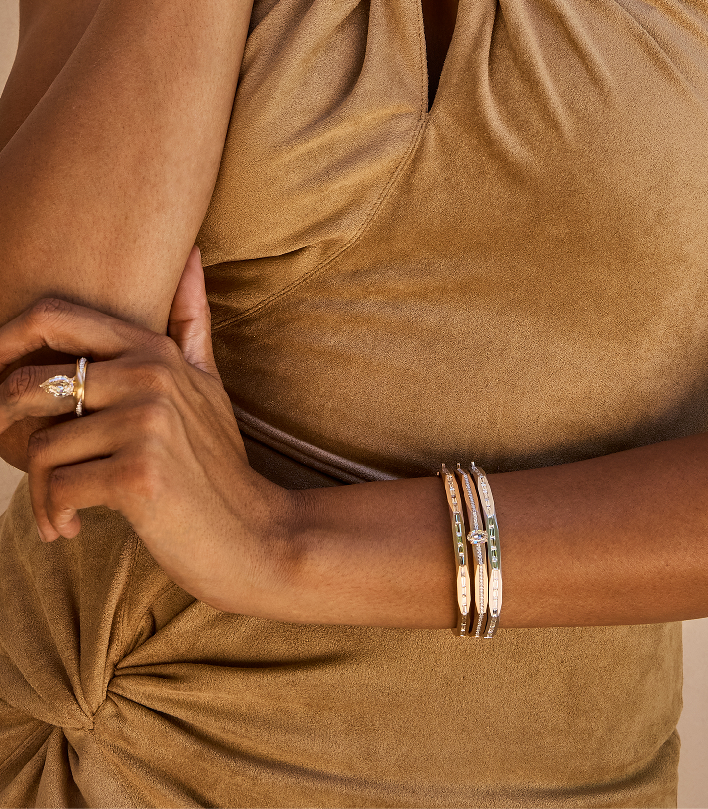 Enigma Diamond Baguette Bangle White Gold