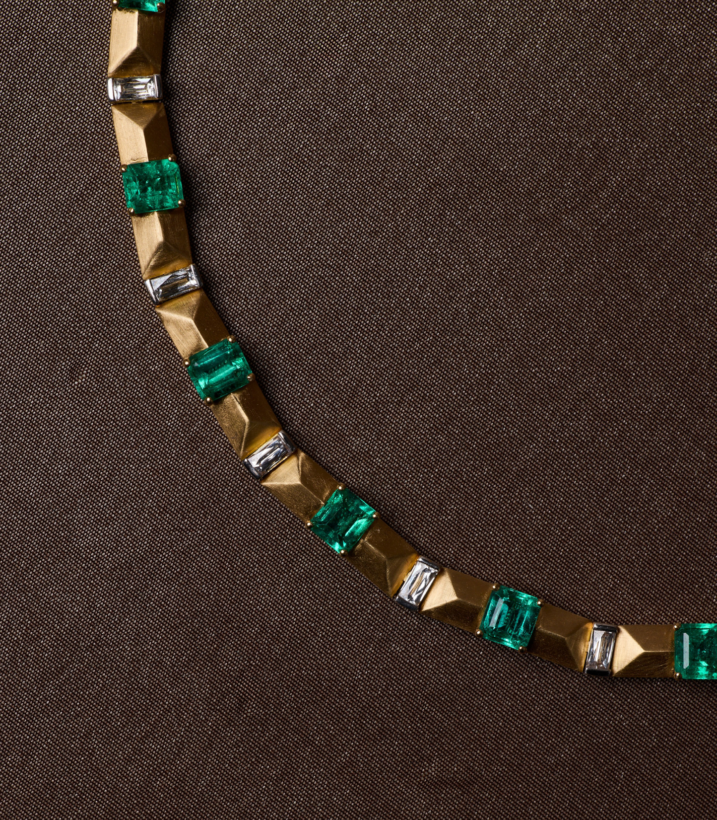 Enigma Emerald & Baguette Diamond Necklace