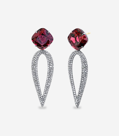 Rhodolite Square Cushion Earrings