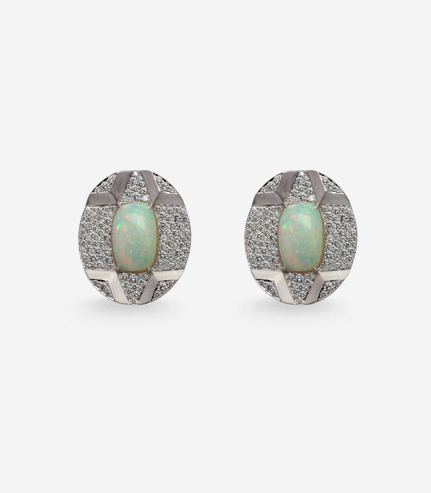Opal & Diamond Button Earrings