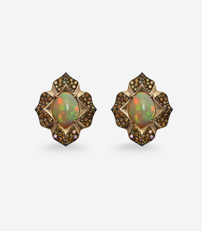 Opal Arches Button Earrings