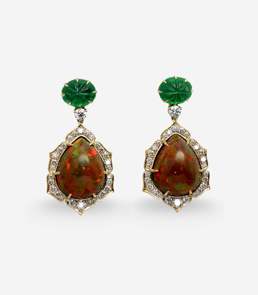 Tsavorite & Opal Earrings