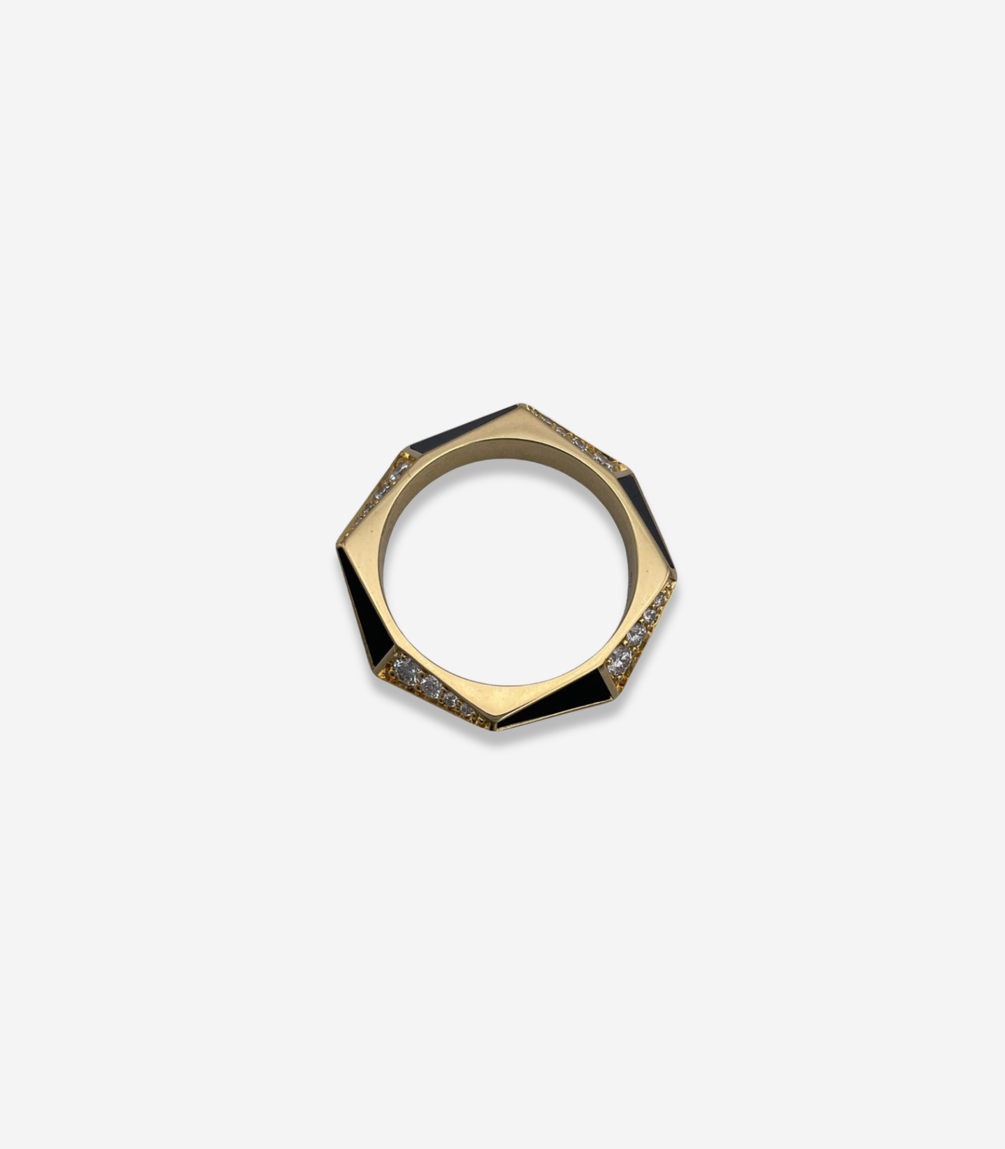 Yin Yang Black Jade & Diamond Stacking Band