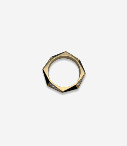 Yin Yang Black Jade & Diamond Stacking Band