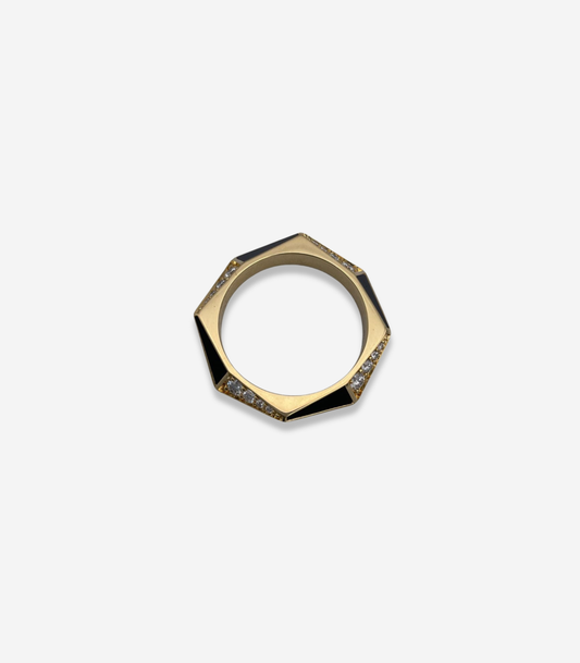 Yin Yang Black Jade & Diamond Stacking Band